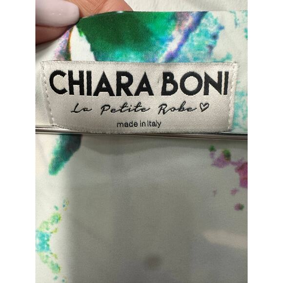 Chiara Boni La Petite Robe Abstract Strappy Neck Midi Dress Green Size 46 - Picture 5 of 6